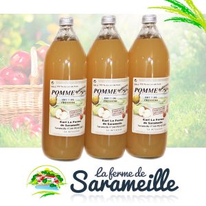 Jus de pomme Brut de pressoir Producteur | La ferme de Sarameille Peaugres, Davézieux, Annonay Ardèche Rhône-Alpes